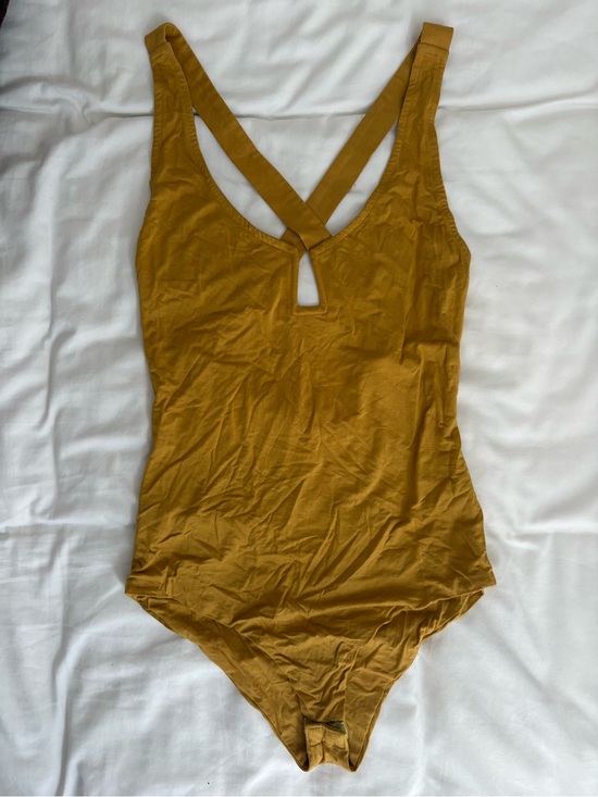House of Harlow 1960 Tops - House of Harlow 1960 Mustard Yellow Crossback Bodysuit